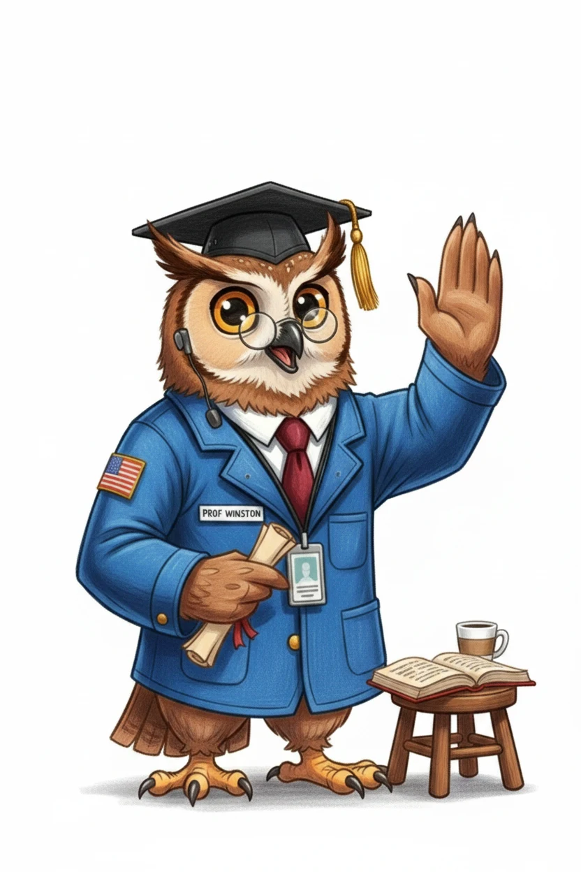 Professor Winston, the Trading Guide mascot